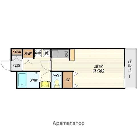 グリーンベルト吉原(ワンルーム/1階)の間取り写真