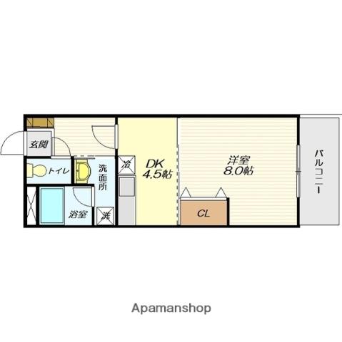 ラムセスA小白川(1DK/5階)の間取り写真