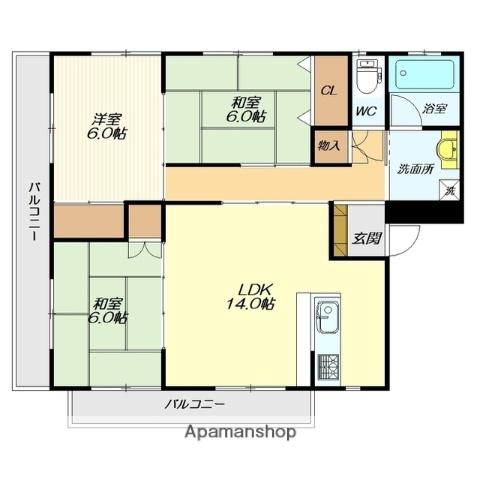 レ・アール城南(3LDK/3階)の間取り写真