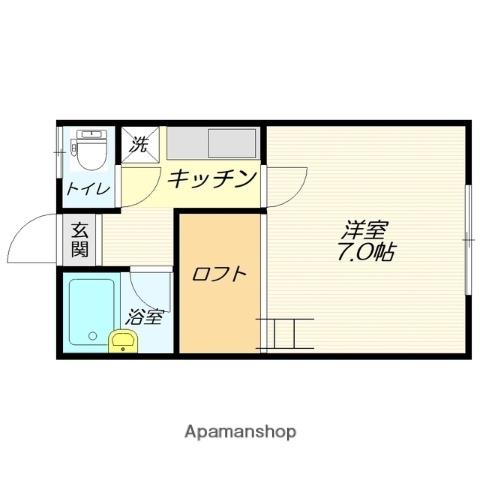 ハピネス松山(1K/1階)の間取り写真