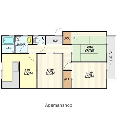 グランドゥール平清水(3DK/1階)の間取り写真