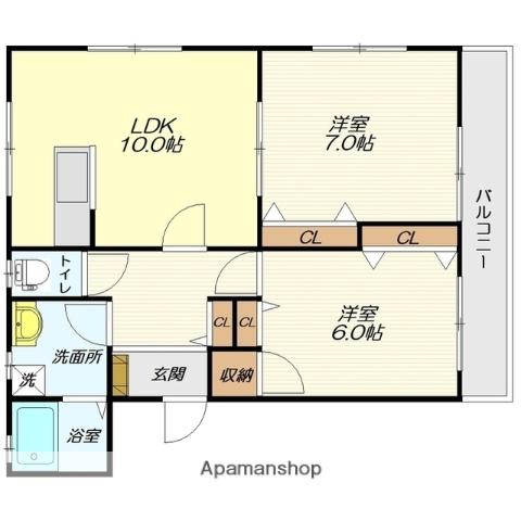 シャンティーユ(2LDK/2階)の間取り写真