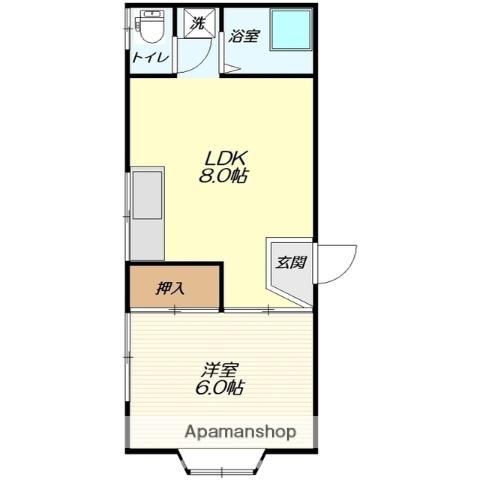 サンフラワー元木(1LDK/1階)の間取り写真