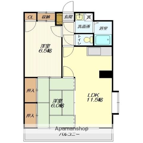エスパシオ(2LDK/3階)の間取り写真