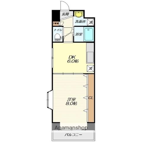 メゾンジュネスⅢ(1DK/6階)の間取り写真