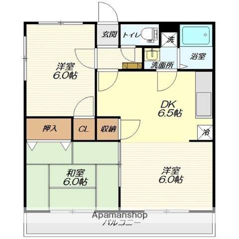 晃七第三マンション(3DK/2階)の間取り写真