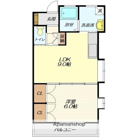 シャルム小白川E棟(1LDK/2階)の間取り写真