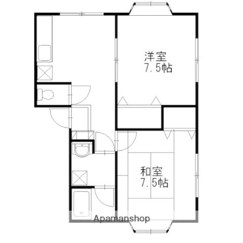 パール長清水(2DK/1階)の間取り写真