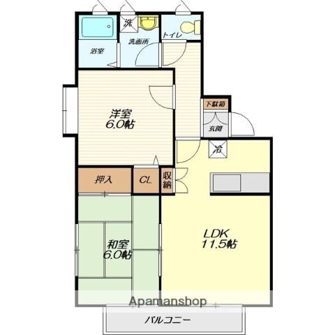 シャルム・グラン(2LDK/2階)の間取り写真