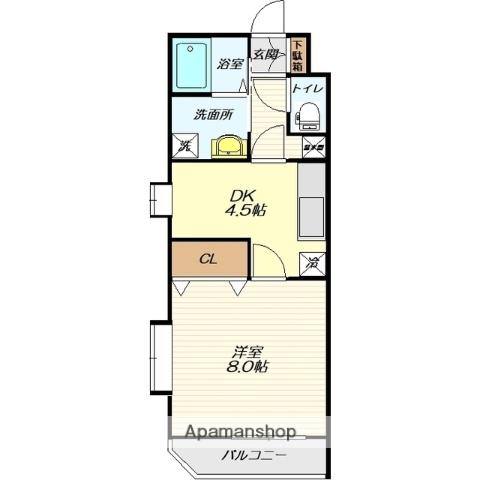 ガーデンヒルズ小白川(1DK/3階)の間取り写真