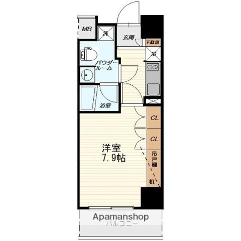 FLAT山形(1K/4階)の間取り写真