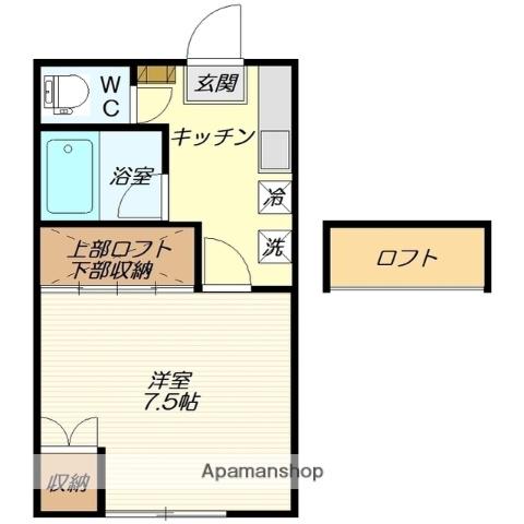 コーポ紅花 B棟(1K/1階)の間取り写真