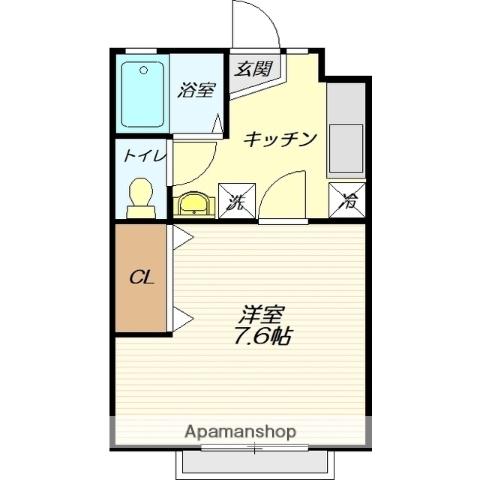 ラムセスA UNI(1K/1階)の間取り写真