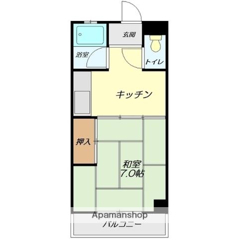 レジデンスK(1K/2階)の間取り写真