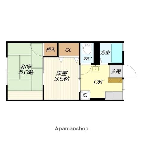 中央安城(2DK/2階)の間取り写真
