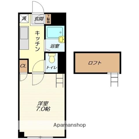 マウンテンセブン(1K/2階)の間取り写真