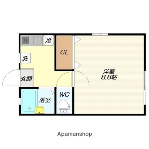 ハイツグランディ(1K/2階)の間取り写真