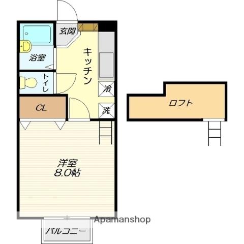 ドエル117(1K/2階)の間取り写真