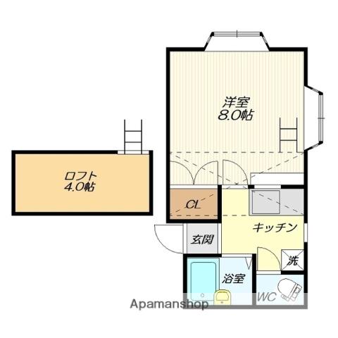 スカイヒルズ(1K/2階)の間取り写真