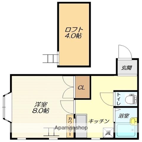 スカイヒルズ(1K/3階)の間取り写真