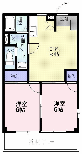 ミーツハウスエルンテ(2DK/1階)の間取り写真