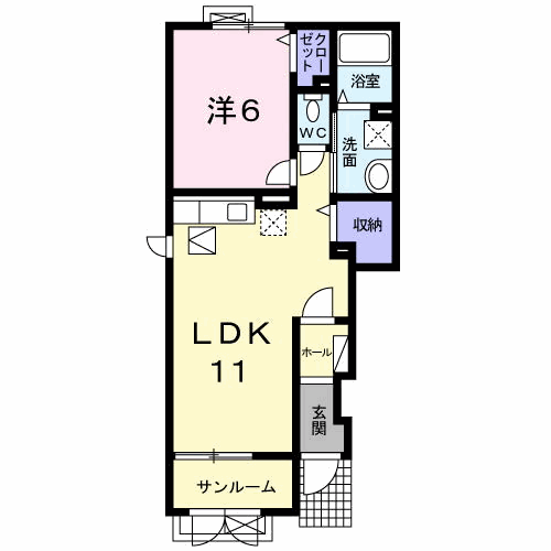 リヴ・タウン Ⅰ(1LDK/1階)の間取り写真