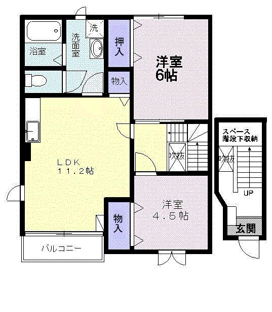 ハピネスヴィレッヂB(2LDK/2階)の間取り写真
