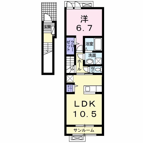 アーバンエイト(1LDK/2階)の間取り写真