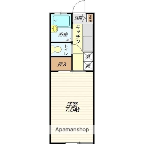 さくらハイツB棟(1K/1階)の間取り写真