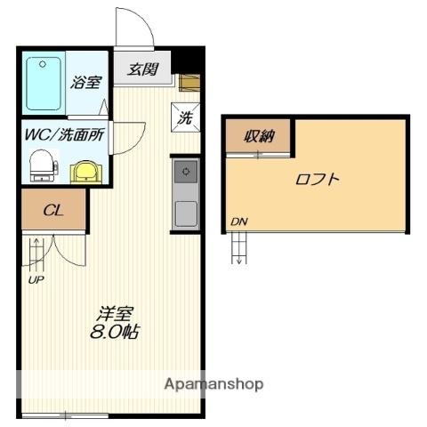 カーサ・ベルデ(ワンルーム/2階)の間取り写真