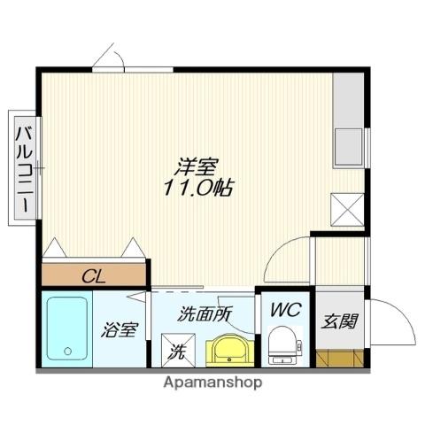 キャンベラ12A棟(ワンルーム/2階)の間取り写真