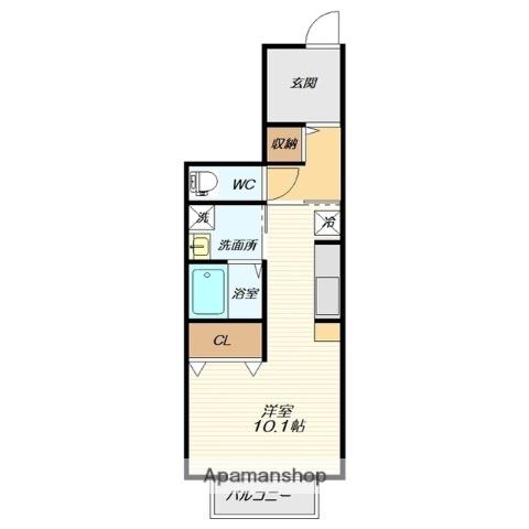 ルシエルガーデン(ワンルーム/1階)の間取り写真