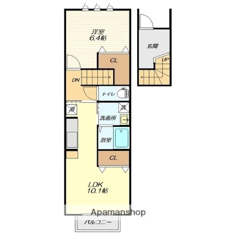 ルシエルガーデン(1LDK/2階)の間取り写真