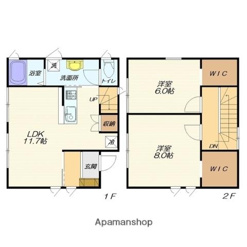 奥羽本線 山形駅 バス乗車時間：12分 飯田バス停で下車 徒歩5分 2階建 築7年(2LDK)の間取り写真