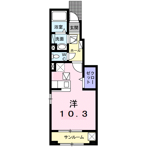 ジェネシス(ワンルーム/1階)の間取り写真