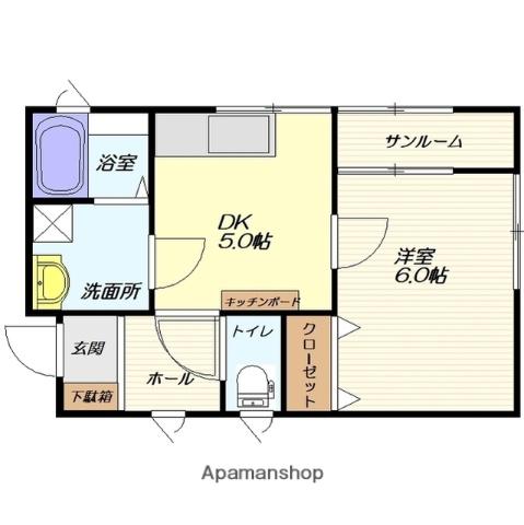 レジデンス アプリコット(1DK/2階)の間取り写真