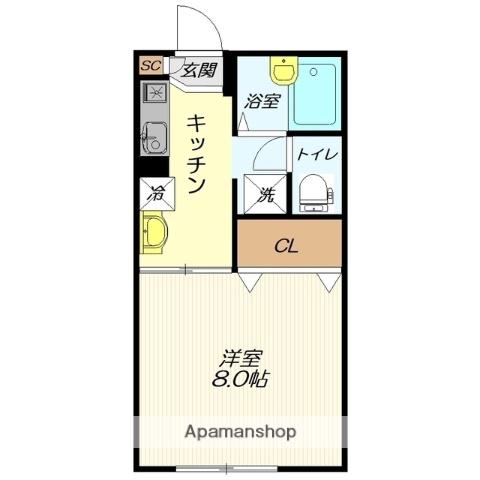 アークビレッジC(1K/1階)の間取り写真