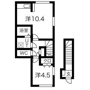 カーサ・ミー (1LDK/2階)の間取り写真