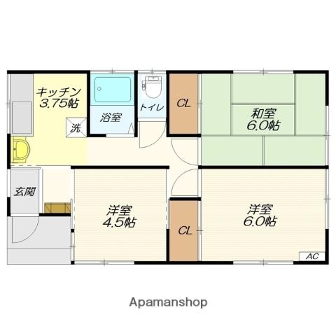 左沢線 西寒河江駅 徒歩9分 1階建 築50年(3K)の間取り写真