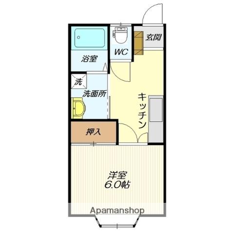 桜まちテラス B棟(1K/2階)の間取り写真