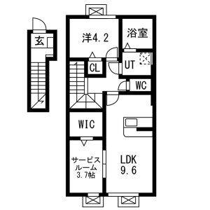 レジデンスⅡ(1SLDK/2階)の間取り写真