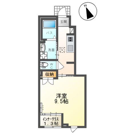 山形市双月町1丁目アパート(1K/1階)の間取り写真