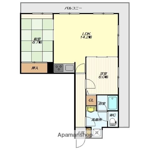朝日プラザ山形中央(2LDK/10階)の間取り写真
