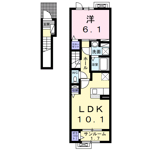 ウィッシュ・コート(1LDK/2階)の間取り写真