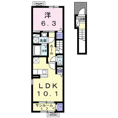 ウィッシュ・コート(1LDK/2階)の間取り写真