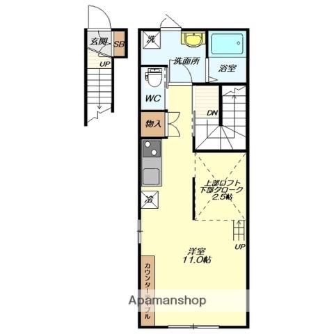 コンフォート1(ワンルーム/2階)の間取り写真