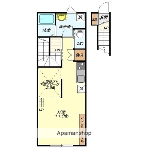 コンフォート1(ワンルーム/2階)の間取り写真