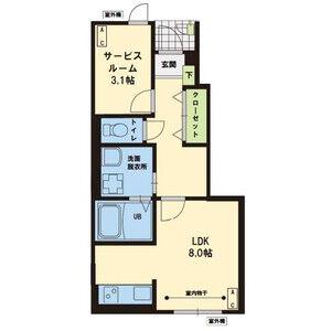 LE CHAT BLANC(1K/1階)の間取り写真