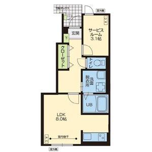 LE CHAT BLANC(1K/1階)の間取り写真