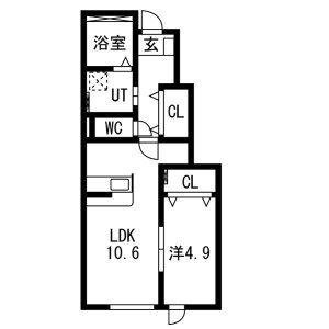 アークブリス(1LDK/1階)の間取り写真